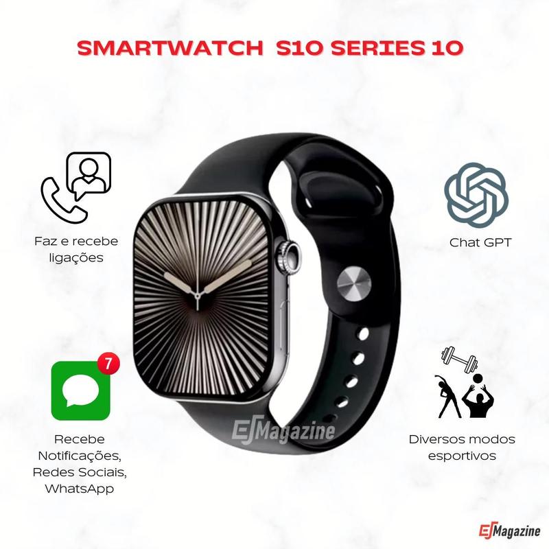 Relógio Smartwatch S10 Series 10 Feminino Masculino Preto Pulseira